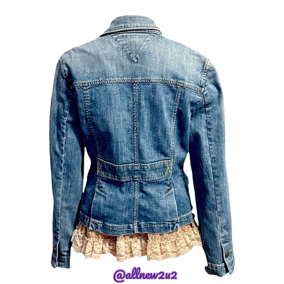 New Vintage Tommy Hilfiger Embellished Tailored Medium Wash Denim Jacket - Picture 2 of 16